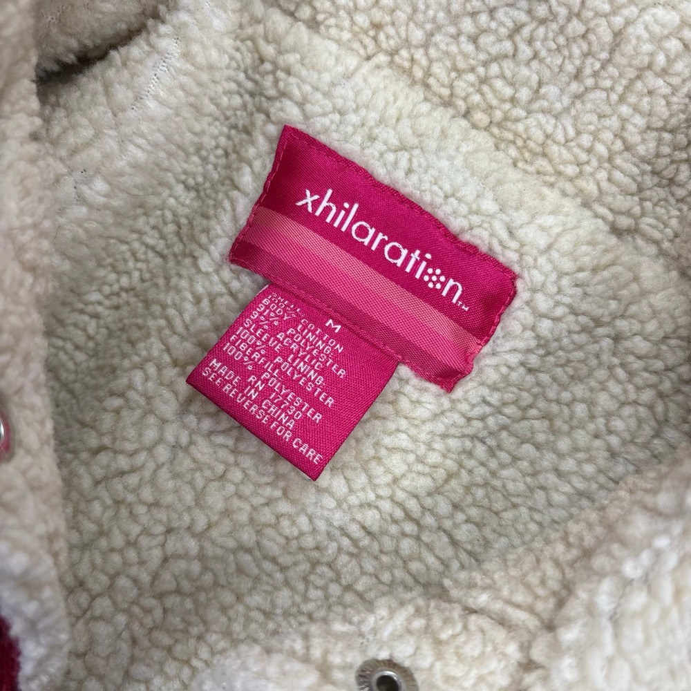 Vintage Y2K Xhilaration Women's M Red Corduroy Sherpa Lined Trucker Jacket - Picture 3 of 6
